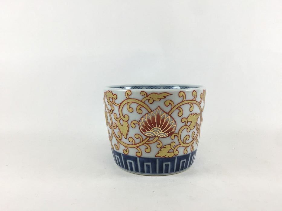 【小鉢/カップ】錦花唐草金襴手　蕎麦猪口大　8.5cm　有田焼李荘窯(j.R)