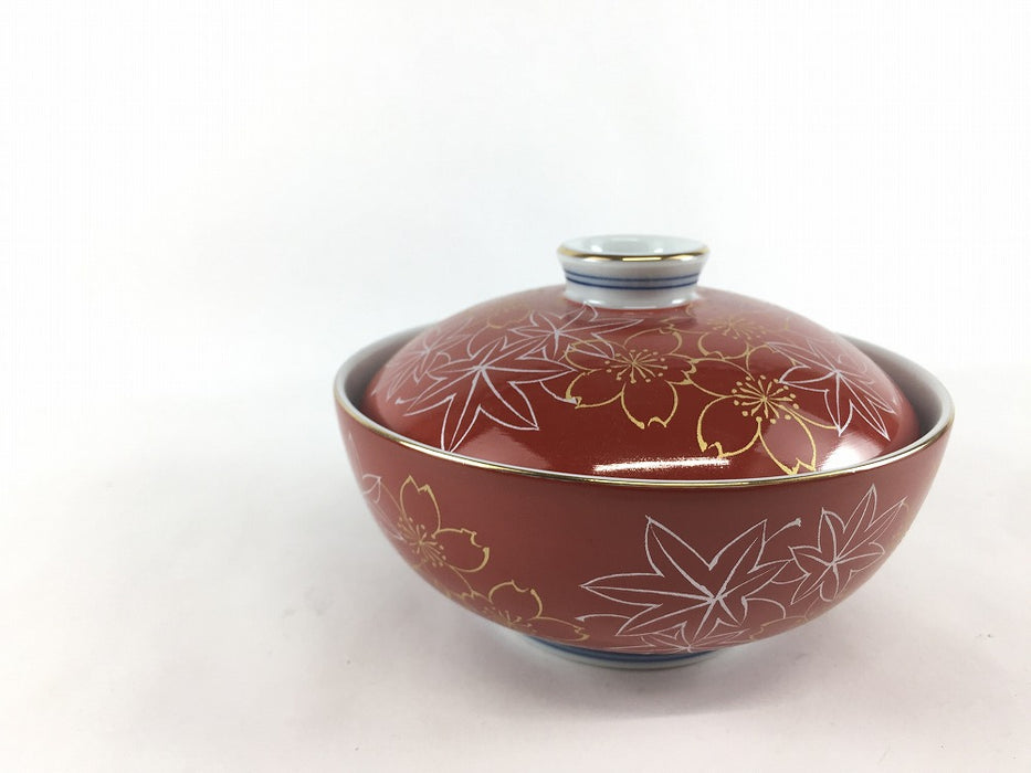 【SALE】11cm平蓋物(180cc)　赤金銀春秋　波佐見焼【訳あり】