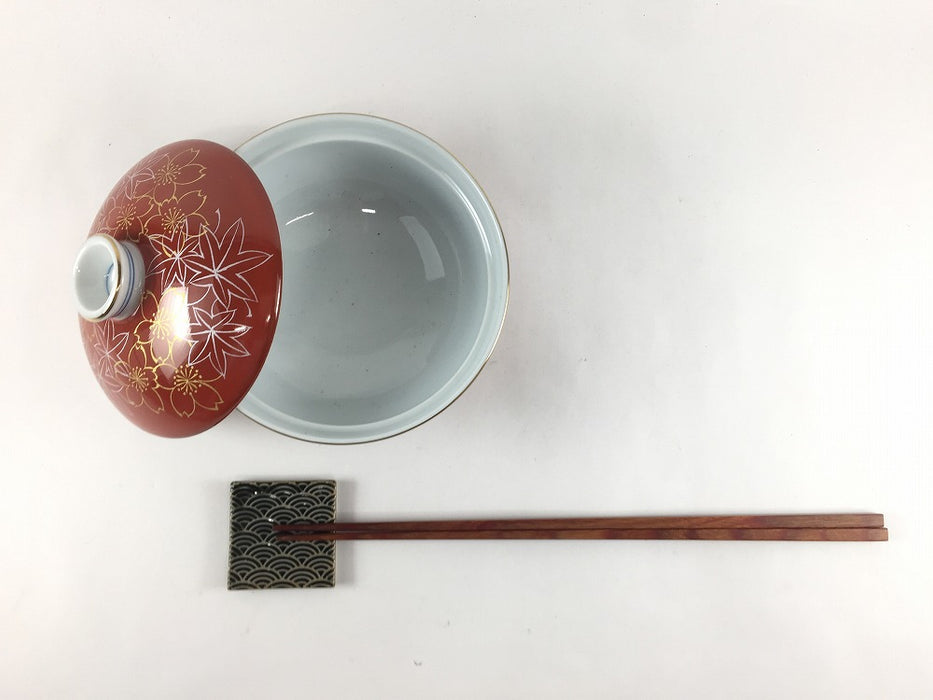 【SALE】11cm平蓋物(180cc)　赤金銀春秋　波佐見焼【訳あり】