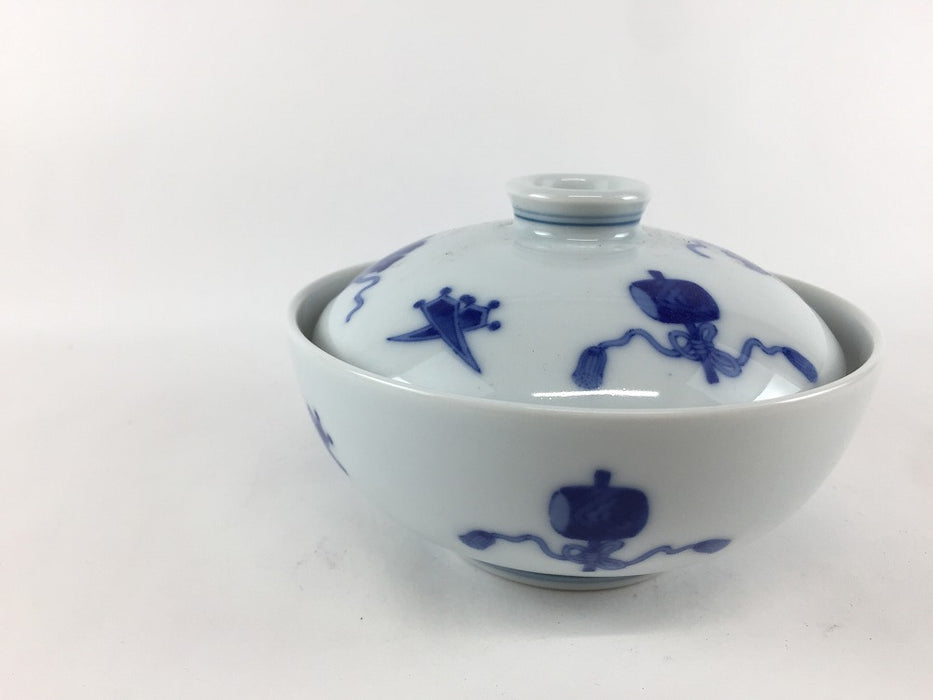 【SALE】11cm平蓋物(180cc)　染宝尽し　波佐見焼【訳あり】