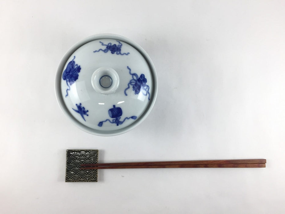 【SALE】11cm平蓋物(180cc)　染宝尽し　波佐見焼【訳あり】