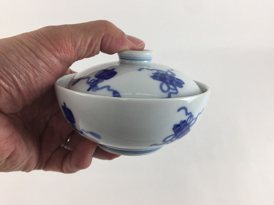 【SALE】11cm平蓋物(180cc)　染宝尽し　波佐見焼【訳あり】