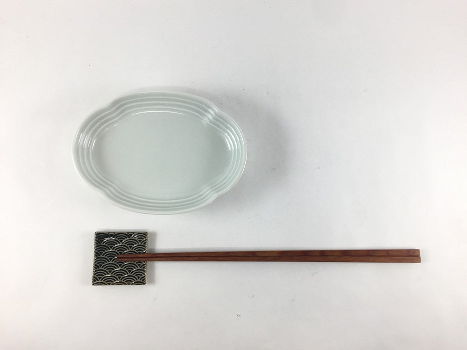 【SALE】白段小判小皿　13cm　有田焼【訳あり】