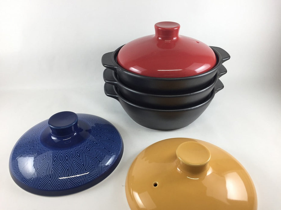 【SALE】おひとり鍋(500cc)　(黄/藍文様/赤)　18cm　波佐見焼【訳あり】