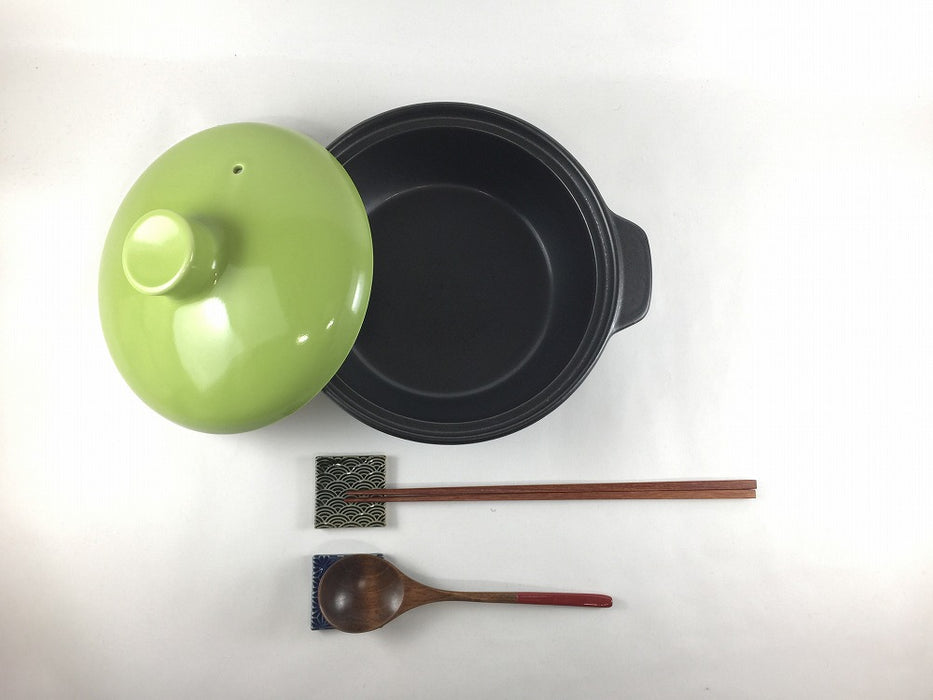 【SALE】おひとり鍋(500cc)(黄緑)　18cm　波佐見焼【訳あり】