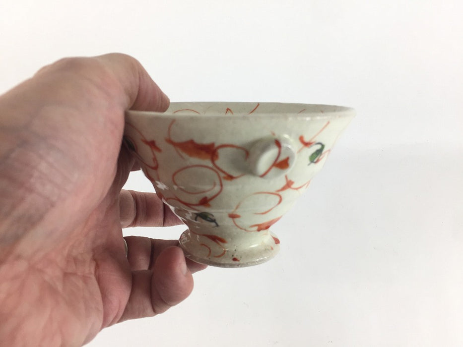 【SALE】赤絵唐草小鉢(手作り)　11cm　波佐見焼【訳あり】