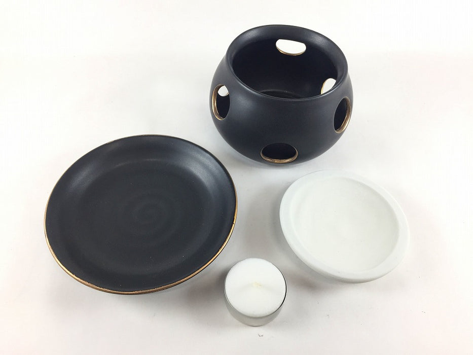 茶香炉　黒金/白金　(1ケ箱入)　有田焼(j.R)