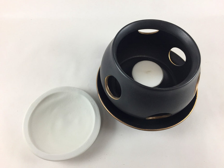 茶香炉　黒金/白金　(1ケ箱入)　有田焼(j.R)