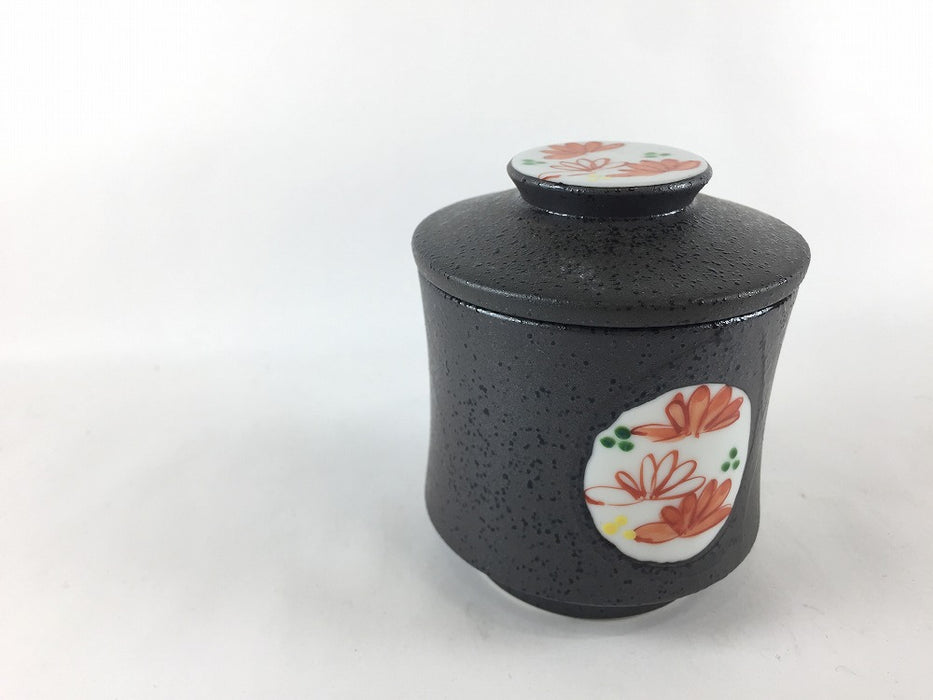 【SALE】黒吹赤菊　うす型むし碗　8cm　三川内焼【訳あり】
