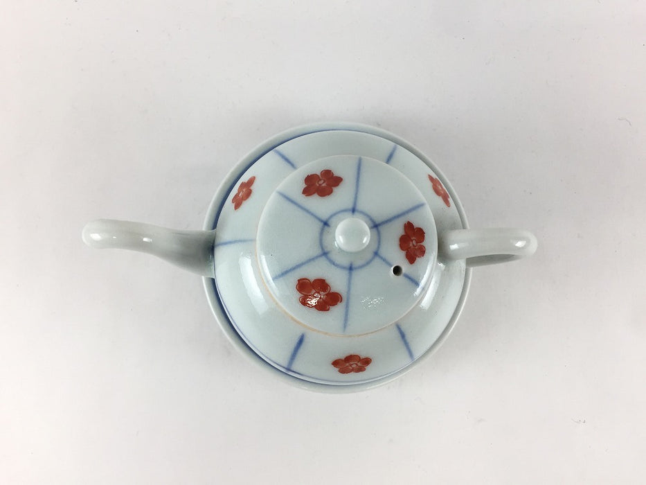 【SALE】染錦格子赤梅(120cc)丸汁次　13cm　有田焼【訳あり】