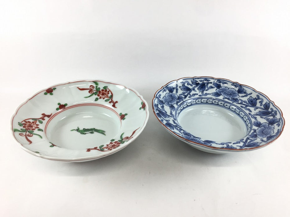 155輪花リム小鉢　(錦万歴/染付牡丹唐草)　16cm　波佐見焼(j.R)