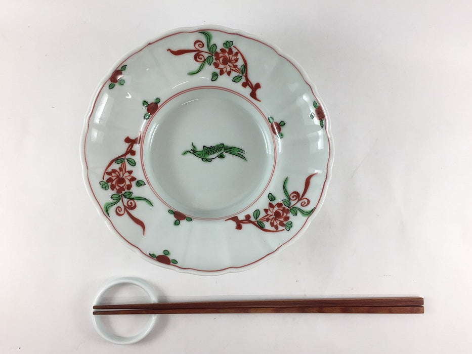 155輪花リム小鉢　(錦万歴/染付牡丹唐草)　16cm　波佐見焼(j.R)