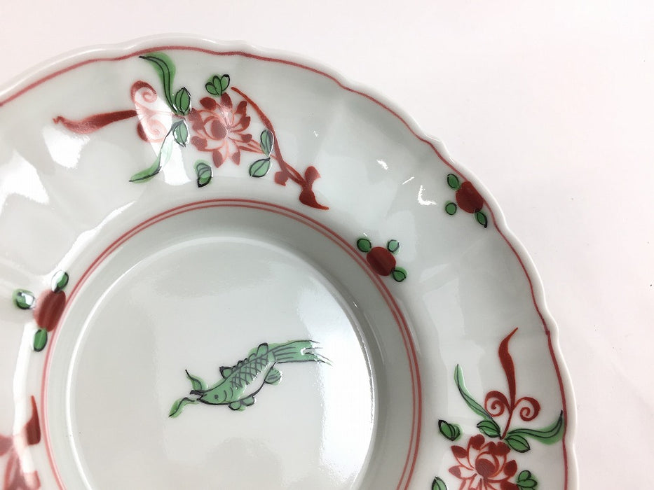 155輪花リム小鉢　(錦万歴/染付牡丹唐草)　16cm　波佐見焼(j.R)