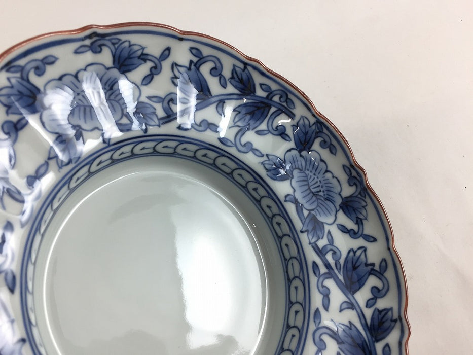 155輪花リム小鉢　(錦万歴/染付牡丹唐草)　16cm　波佐見焼(j.R)