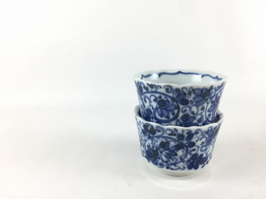 【1個価格】桔梗豆鉢.染花唐草　5cm　有田焼(j.R)