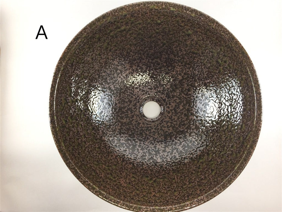 【SALE】40cm手洗い鉢.斑緑彩 (A/B)【金具別】【訳あり】(j.R)