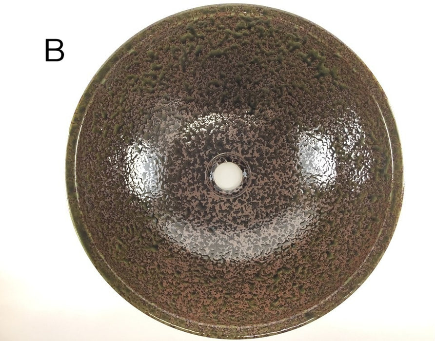 【SALE】40cm手洗い鉢.斑緑彩 (A/B)【金具別】【訳あり】(j.R)
