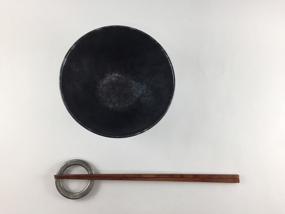 ソフトボウル120 M　黒サビ絞りマット　12cm　有田焼　(j.R)