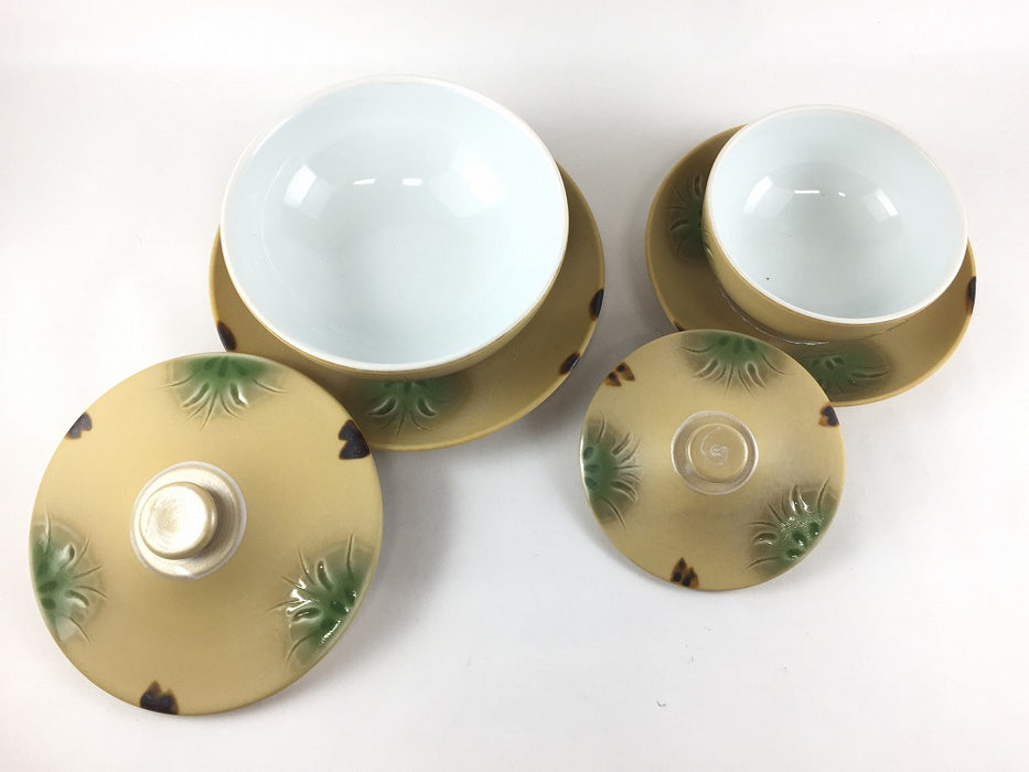 9cm富士蓋物セット.イラホ 花彫　有田焼(j.R)