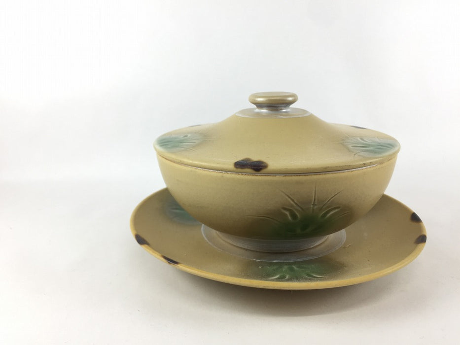 12cm富士蓋物セット.イラホ花彫　有田焼(j.R)