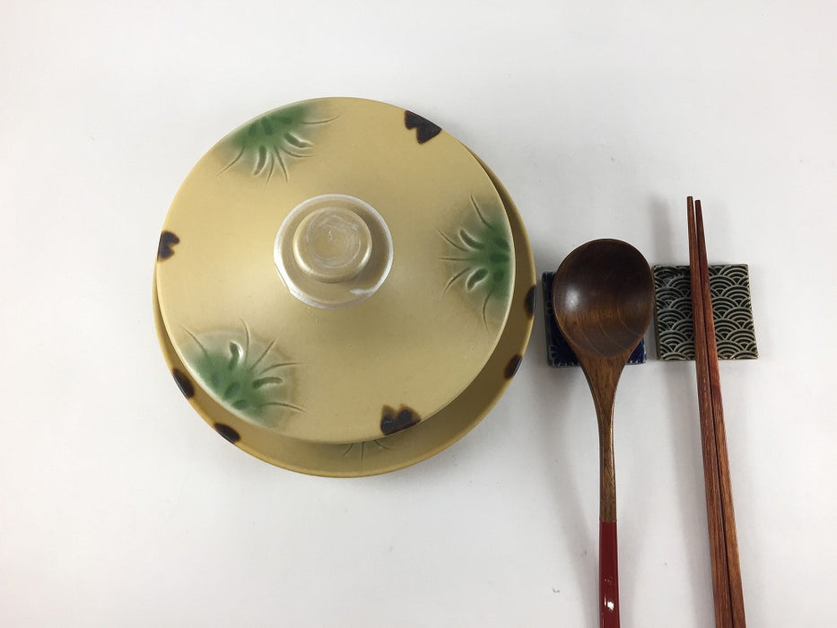 12cm富士蓋物セット.イラホ花彫　有田焼(j.R)