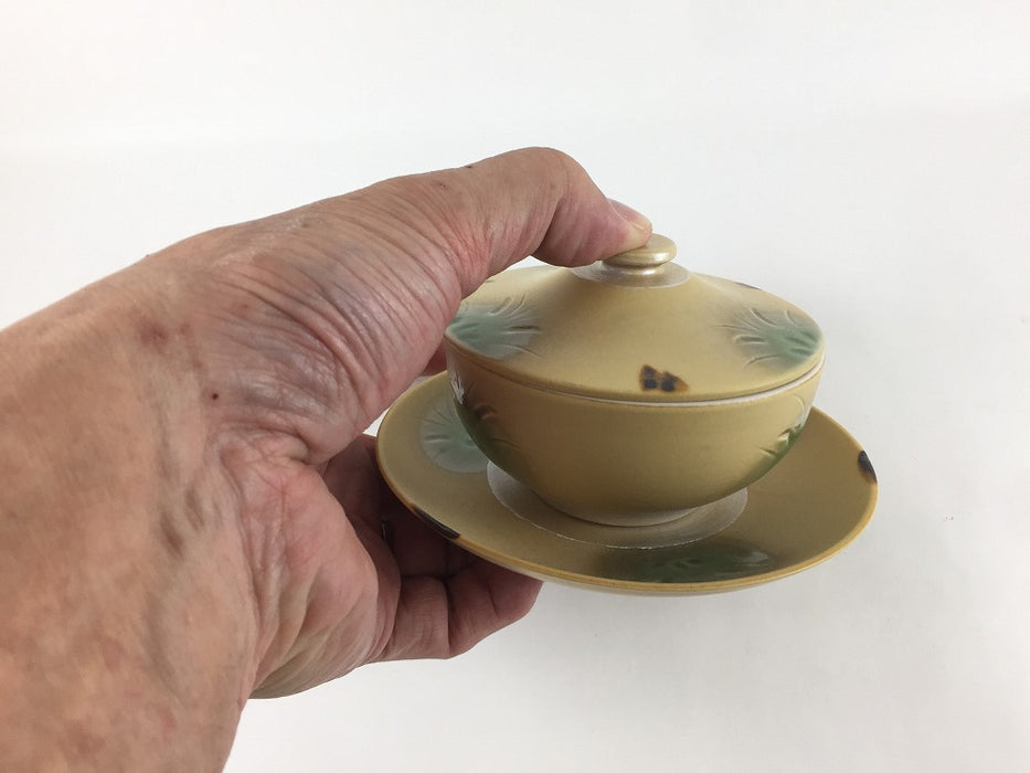 9cm富士蓋物セット.イラホ 花彫　有田焼(j.R)