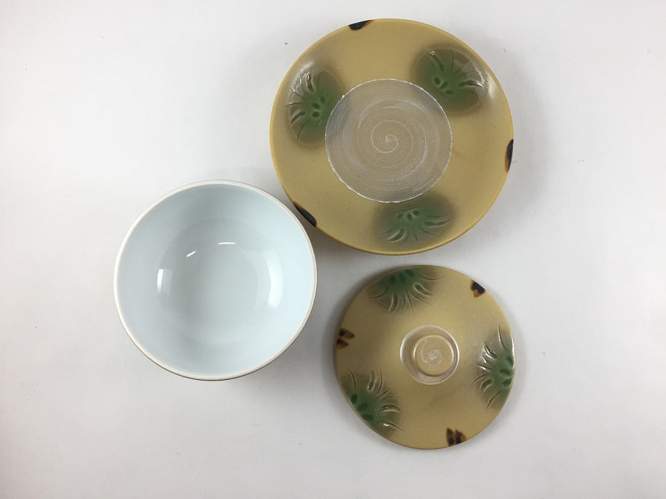 9cm富士蓋物セット.イラホ 花彫　有田焼(j.R)