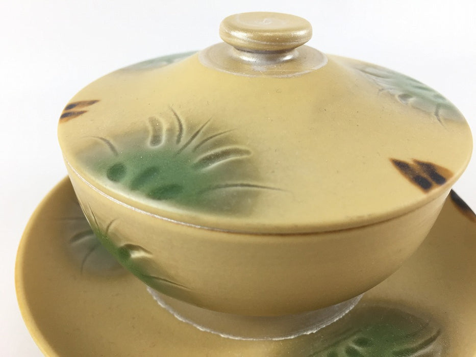 12cm富士蓋物セット.イラホ花彫　有田焼(j.R)