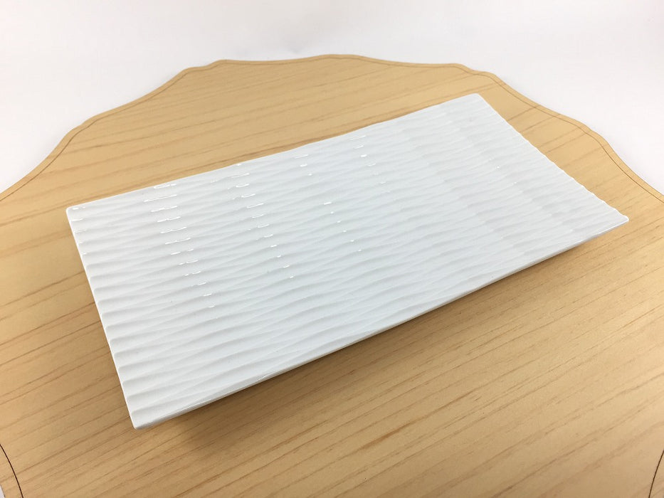 【SALE】22cm切子長皿　白磁　波佐見焼 【訳あり】