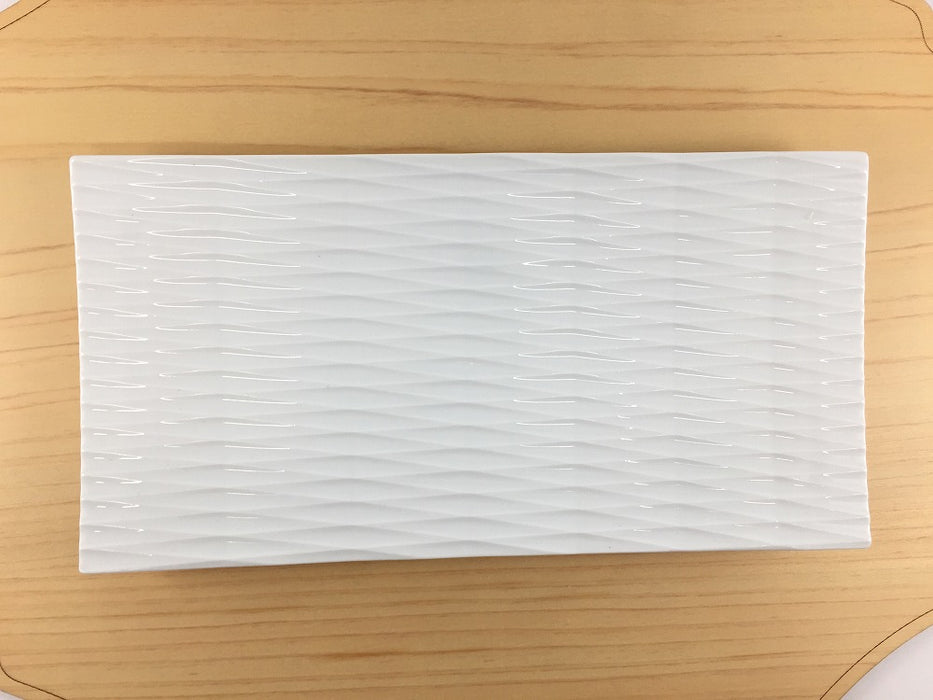 【SALE】22cm切子長皿　白磁　波佐見焼 【訳あり】