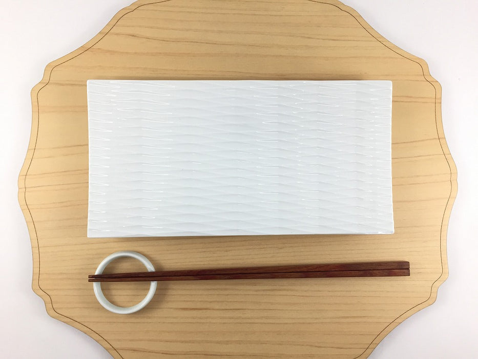 【SALE】22cm切子長皿　白磁　波佐見焼 【訳あり】