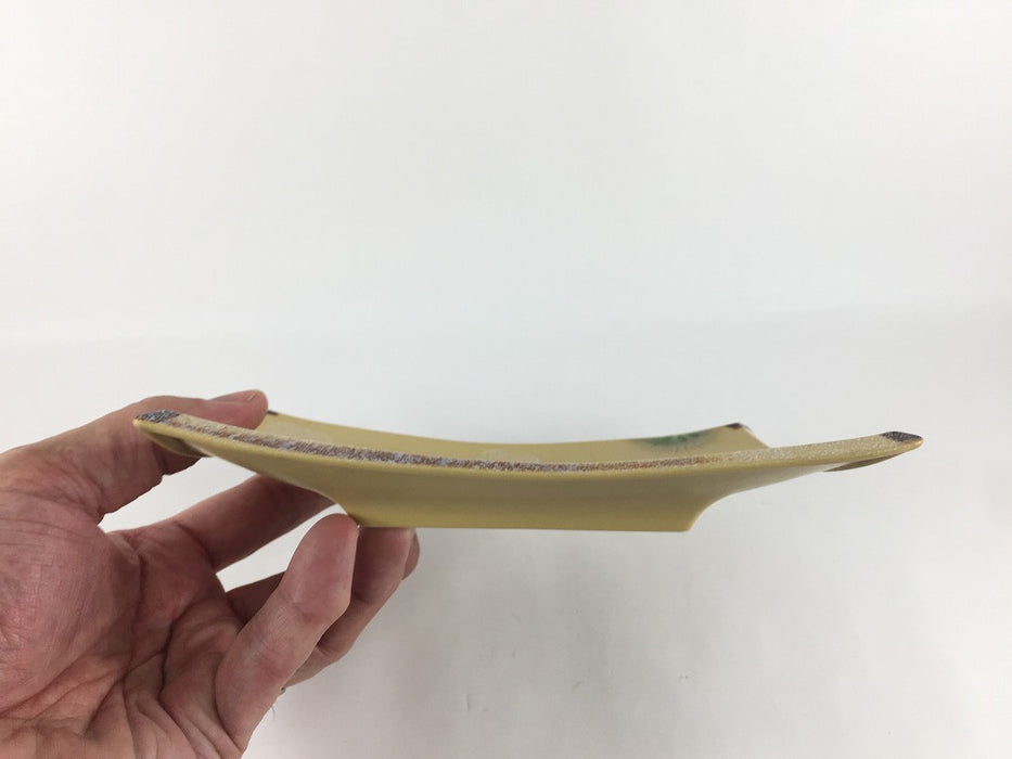 18cm長四方皿.イラホ花彫　有田焼(j.R)