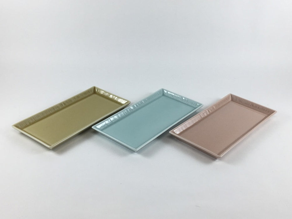 十草長皿14.5cm　長小皿　(ベージュ/青磁/ピンク)　波佐見焼永泉窯　(j.R)