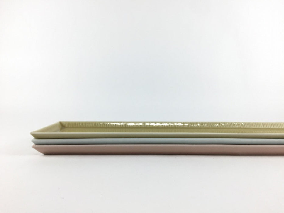 十草長皿29.5cm細　(ベージュ/青磁/ピンク)　波佐見焼　(j.R)