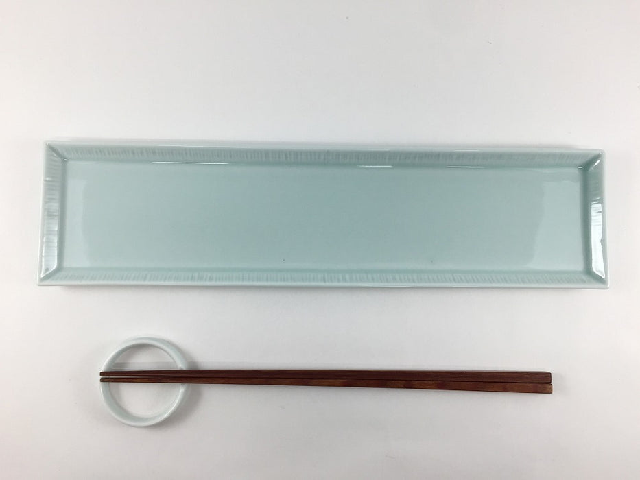 十草長皿29.5cm細　(ベージュ/青磁/ピンク)　波佐見焼　(j.R)