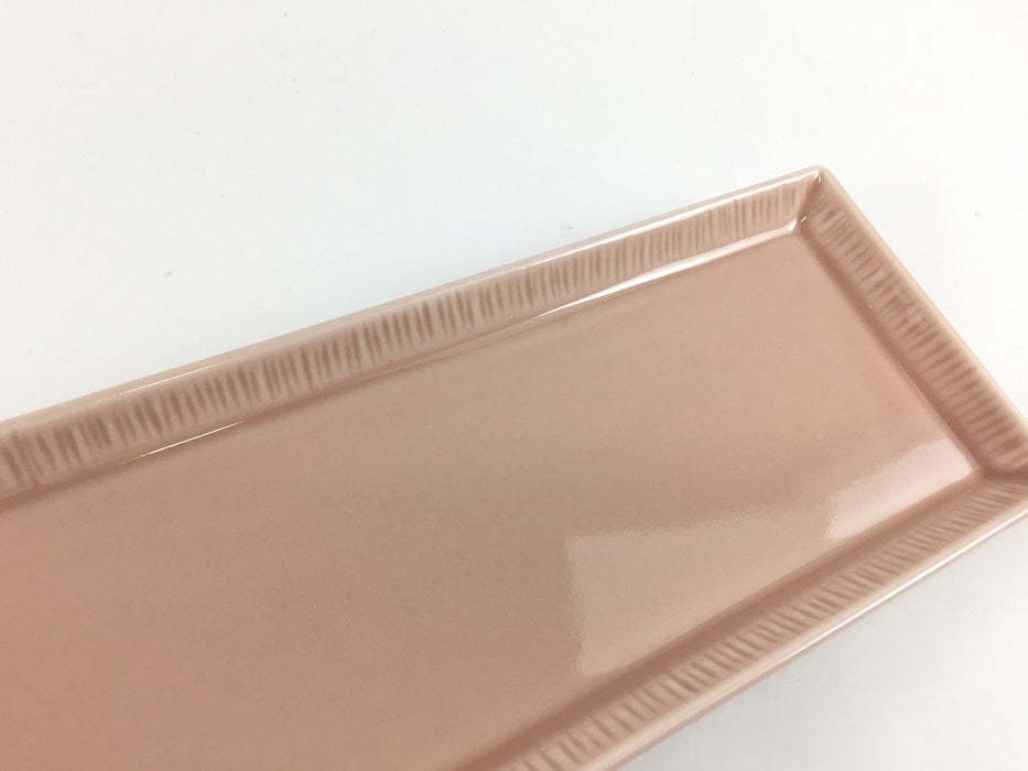 十草長皿29.5cm細　(ベージュ/青磁/ピンク)　波佐見焼　(j.R)