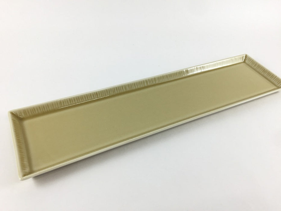 十草長皿29.5cm細　(ベージュ/青磁/ピンク)　波佐見焼　(j.R)