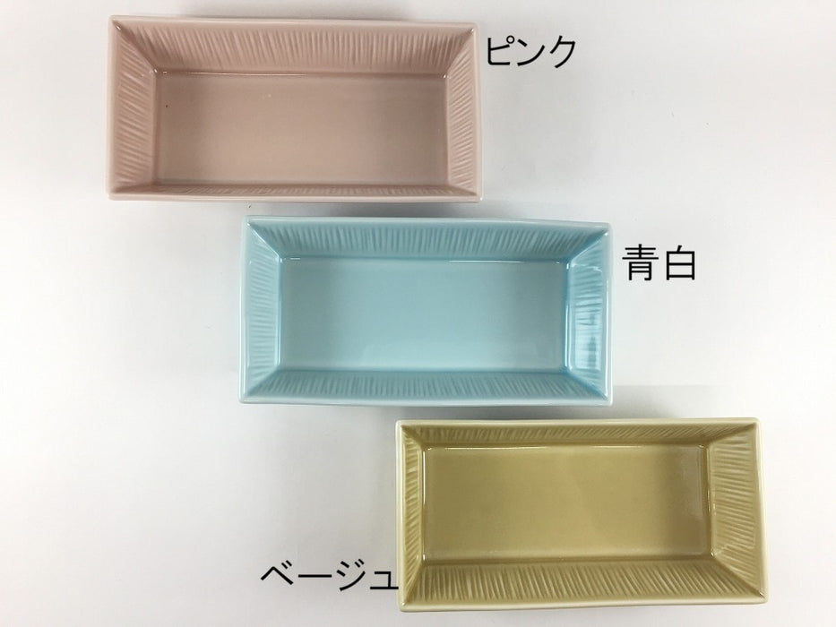 十草長皿15cm長小鉢　(ベージュ/青磁/ピンク)　波佐見焼　(j.R)