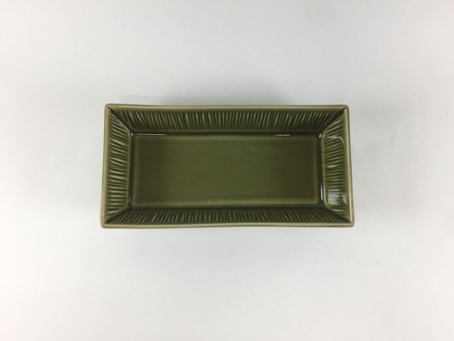 十草長皿15cm長小鉢　オリーブ　波佐見焼　(j.R)