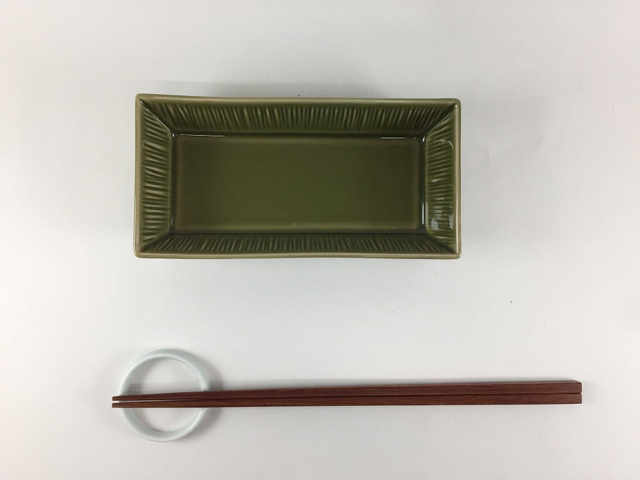 十草長皿15cm長小鉢　オリーブ　波佐見焼　(j.R)