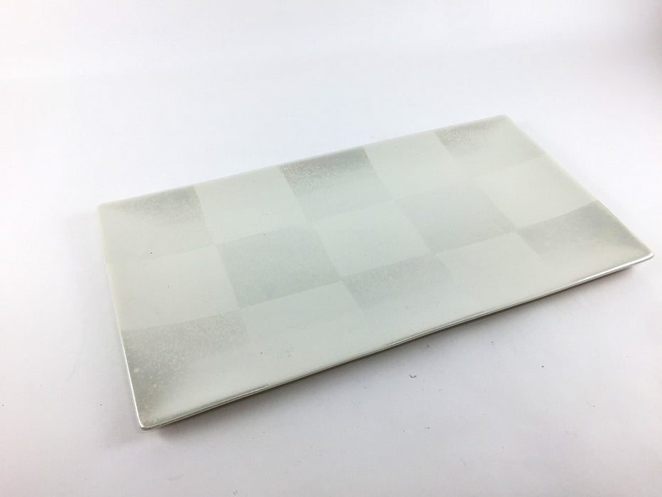 【26年4月頃入荷予定】市松スクエアプレートM長皿　ホワイトマット　26.5cm　波佐見焼 (j.R)