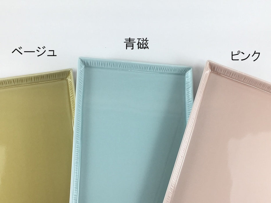 十草長皿30cm　(ベージュ/青磁/ピンク)　波佐見焼　(j.R)