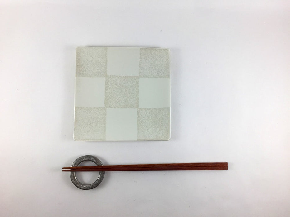 【26年4月頃入荷予定】市松スクエアプレートS　ホワイトマット　14cm　波佐見焼 (j.R)