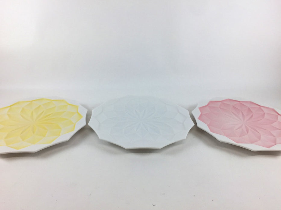 ダイヤ彫プレート16cm　(イエロー/白/ピンク)　有田焼　(j.R)