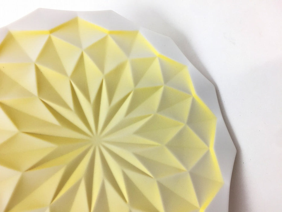 ダイヤ彫プレート16cm　(イエロー/白/ピンク)　有田焼　(j.R)