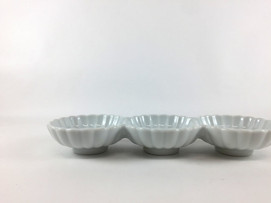 白磁　菊型三連皿　19cm　有田焼(j.R)