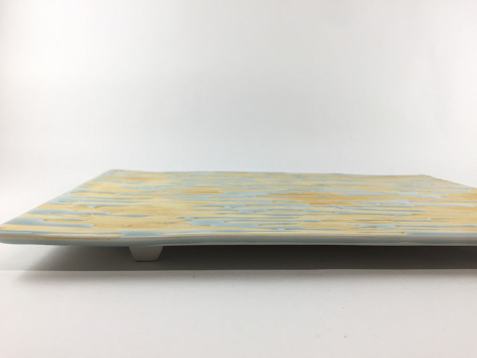 【SALE】四ﾂ足長角フラットプレート　水面　30cm　有田焼【訳あり】