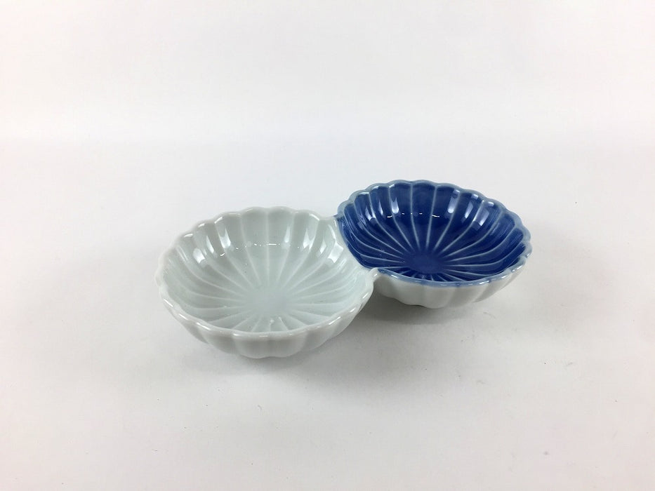 染淡泊　菊型二連皿　13cm　有田焼(j.R)