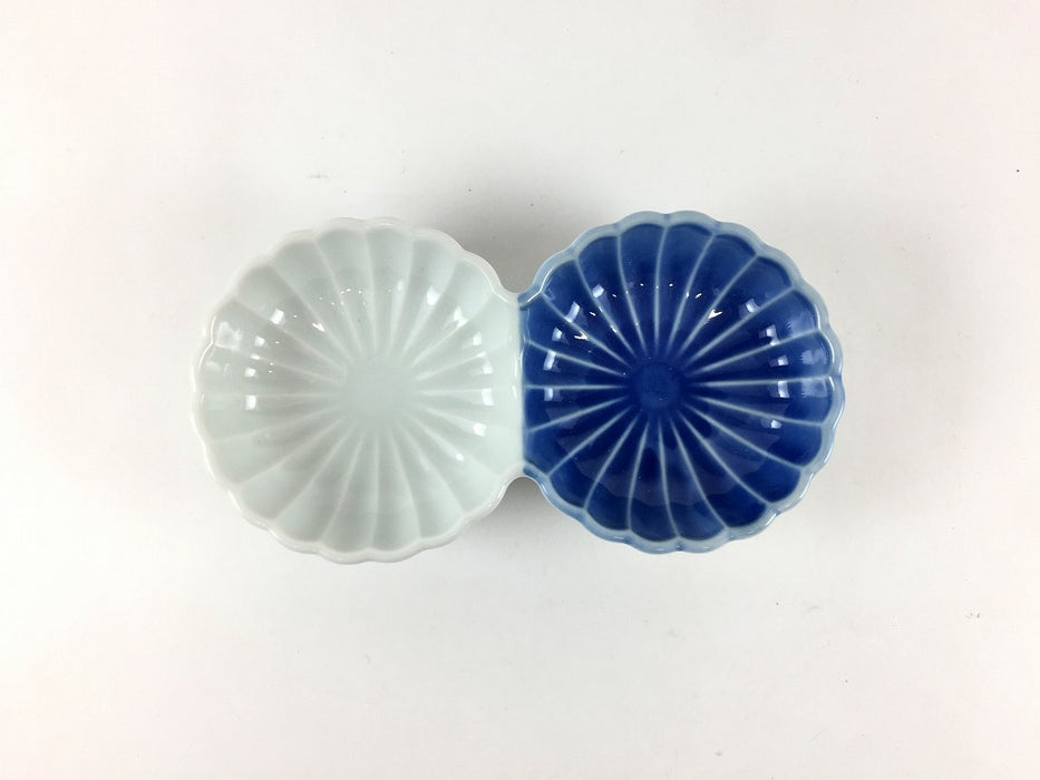 染淡泊　菊型二連皿　13cm　有田焼(j.R)