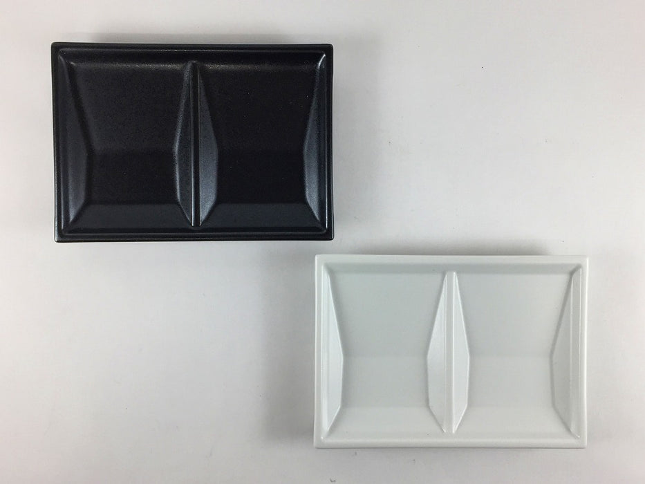 二連角菱皿　(黒マット/白マット)　有田焼(j.R)